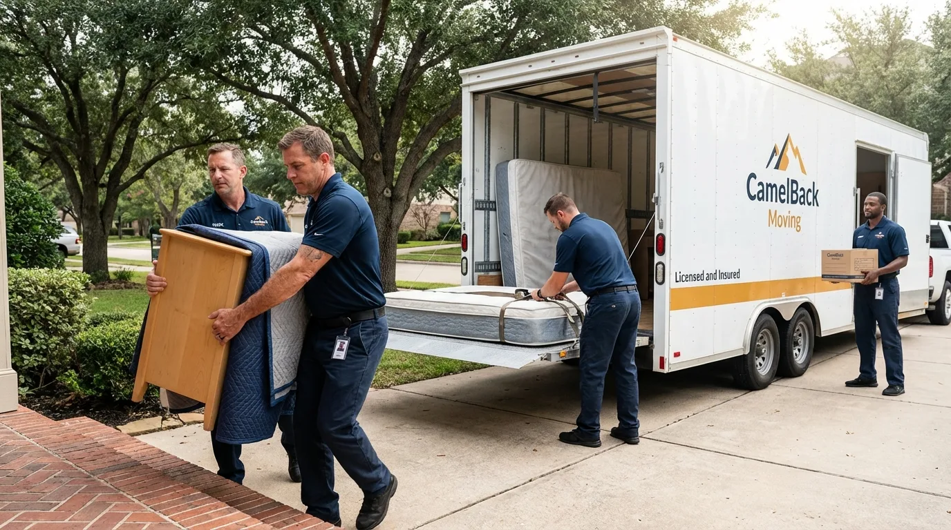 Crew loading residential truck for cross-state move from North Las Vegas, NV