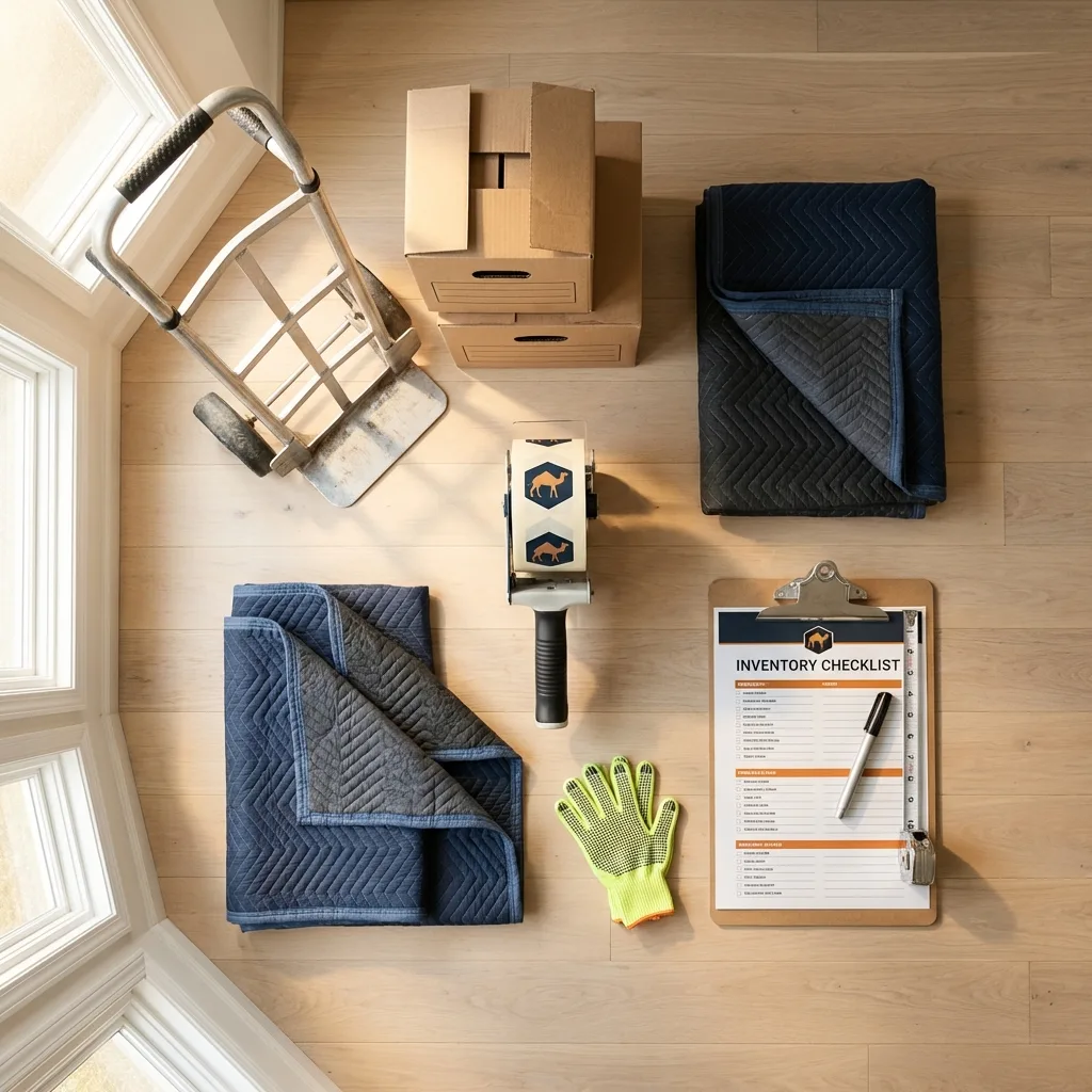 Professional moving supplies and packing materials layout for North Las Vegas residential relocations